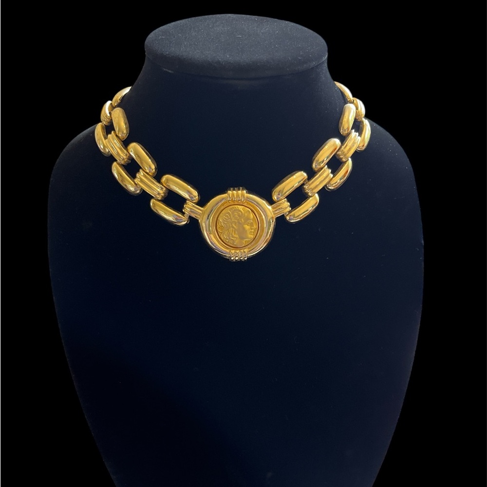 Vintage Anne Klein Runway Coin Medallion Necklace